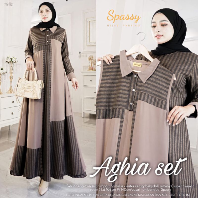 aghia set setelan gamis abaya ori spassy