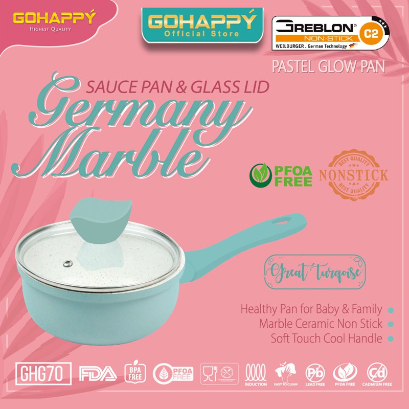 PANCI SAUCE PAN/PANCI SUSU MILK GLOW PAN GOHAPPY Germany Marble pastel pink tosca color GH-G70