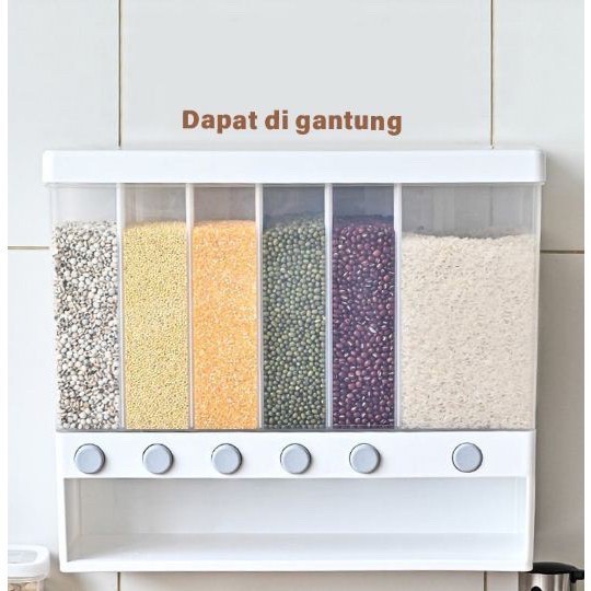 6in1 Kitchen Wall Mounted Cereal Dispenser Dry Food