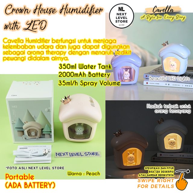 Humidifier Diffuser Crown Home Aromatherapy 350ml Cavella - Peach