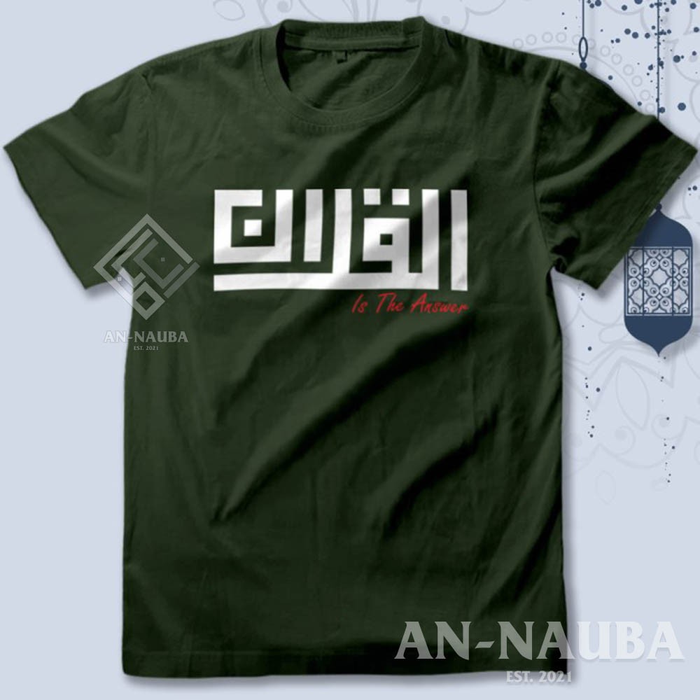 KAOS DAKWAH ISLAMI ALQURAN IS THE ANSWER / Baju Distro Santri Islam / Tshirt Muslim Trendy [AN-6297]-1