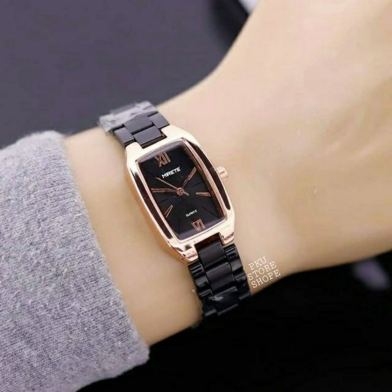 JAM TANGAN WANITA MIRETE RANTAI Stainlis stel tahan air  JAM TANGAN WANITA TAHAN AIR JAM TANGAN/CEWEK FASHION WANITA JAM TANGAN WANITA MIRETE ORIGINAL FREE BATRAI