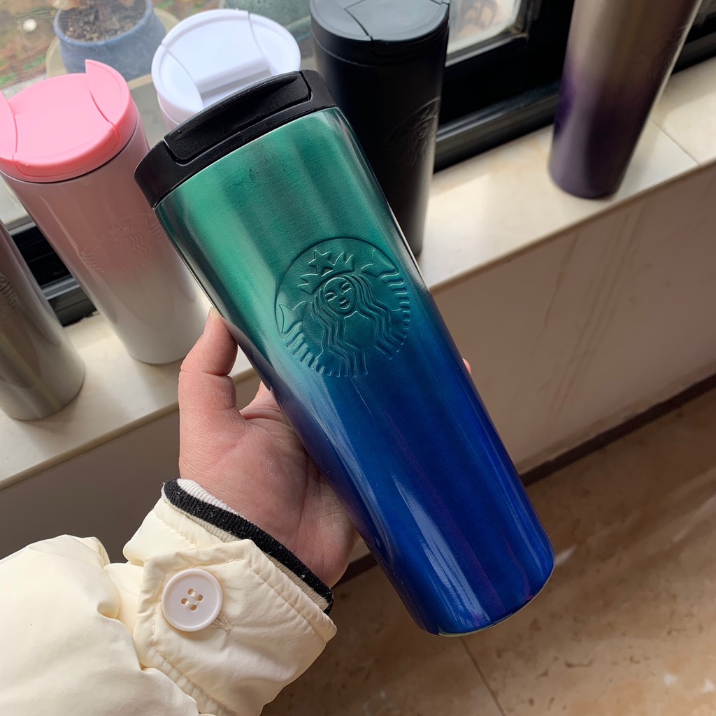 Tumbler Starbucks Termos Thermos Botol Minum Stainless Tumbler Siren Troy Starbucks Hitam Black