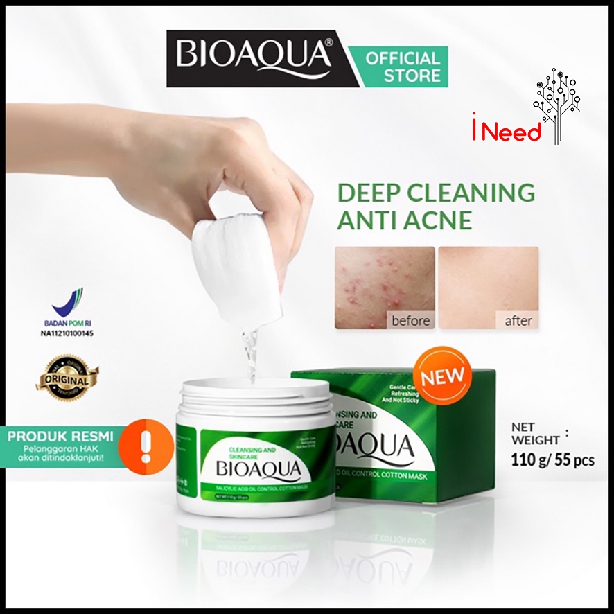 (INEED) BIOAQUA CLEANSING AND SKINCARE, SALYCYLIC ACID OIL CONTROL COTTON MASK