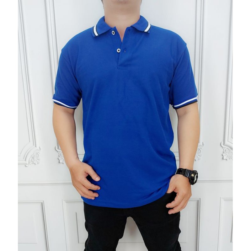 SF-KAOS KERAH PRIA BIRU BCA / KAOS POLOS / KAOS POLO / KAOS KERAH
