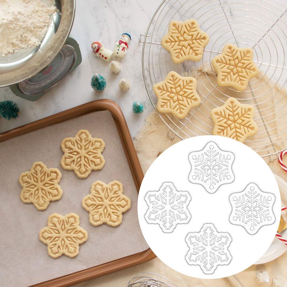 Top 4pcs Cetakan Kue Kering Embosser Coklat Biskuit Cap Baking Fondant Natal Snowflake