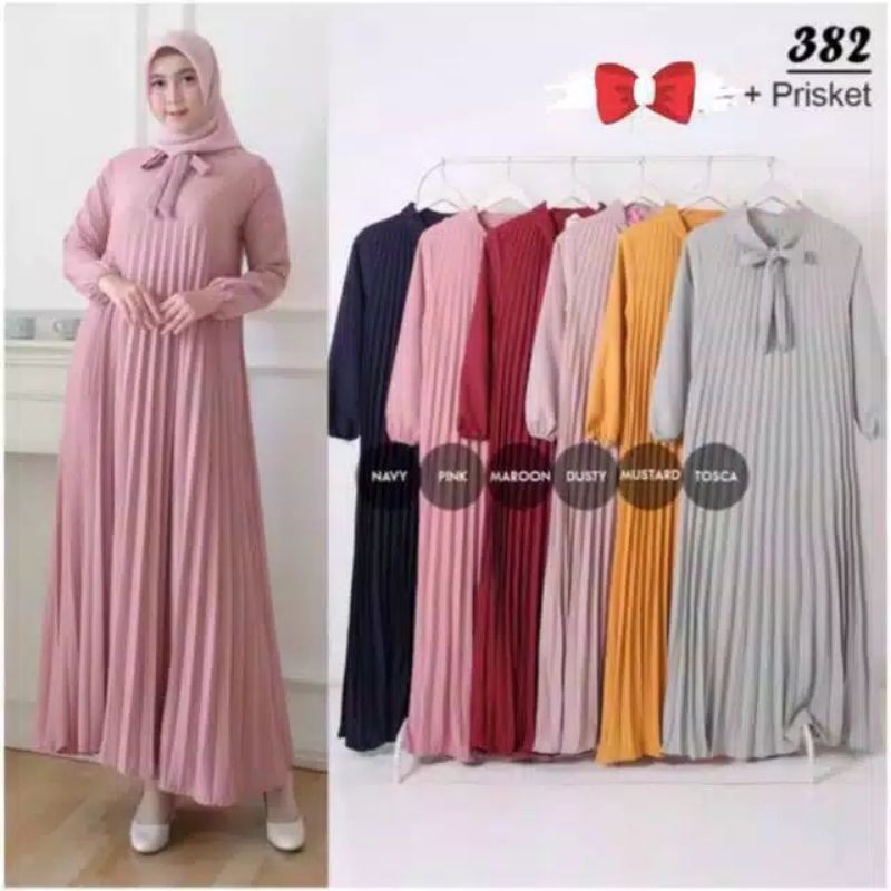 Gamis Plisket Leher Pita / Gamis Plisket Jumbo