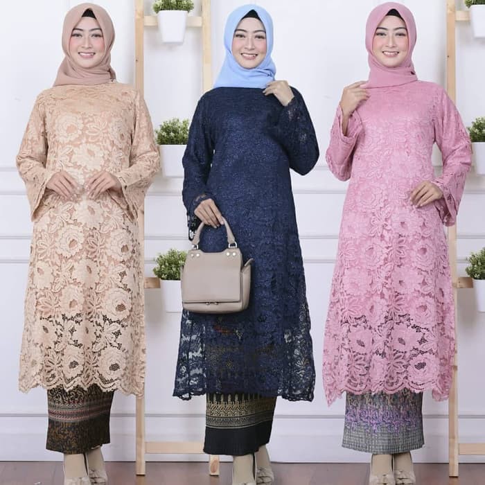 setelan kebaya brokat kurung tunik 3 pilihan