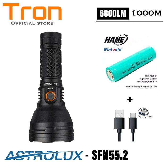 Astrolux FT03 SFN55.2 6800Lumen 1000 Meter Senter LED USB-C Flashlight - SENTER SAJA