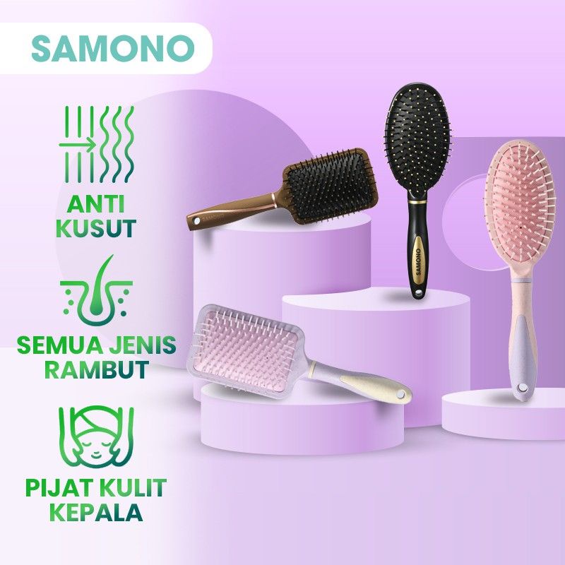 Samono Sisir Rambut Wanita Anti Kusut Hair Brush Comb Massage Semua Jenis Rambut