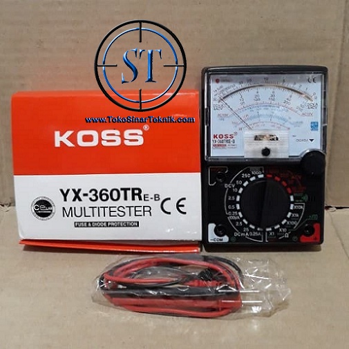 Multitester Multimeter Tester Avometer Analog Jarum Kabel Merah Hitam  Voltase Ohm Ampere KOSS YX-360TR E-B Plus Baterai Tinggal Pakai