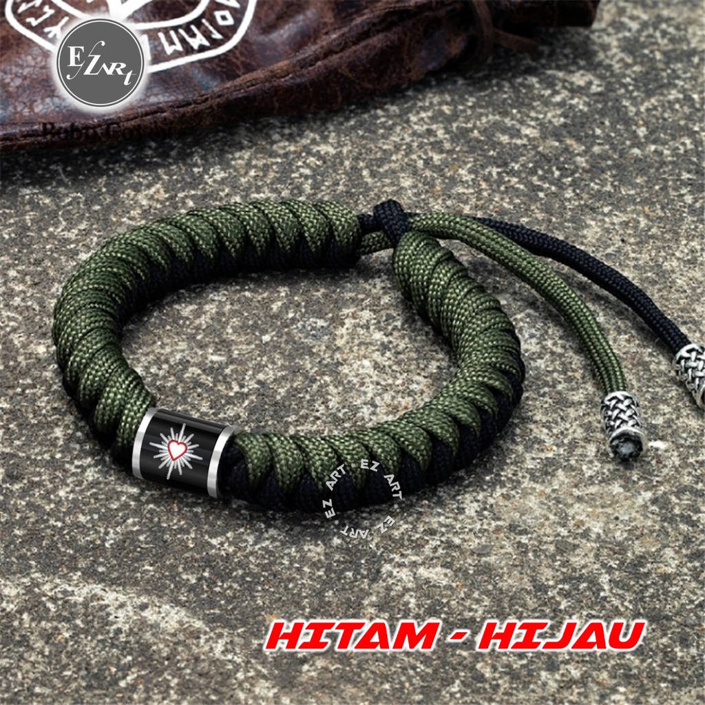 GELANG TALI PARACORD TEMA SH TERATE PENDEKAR SILAT PSHT MODEL TABUNG KACA EPOXY STAINLESS STEEL