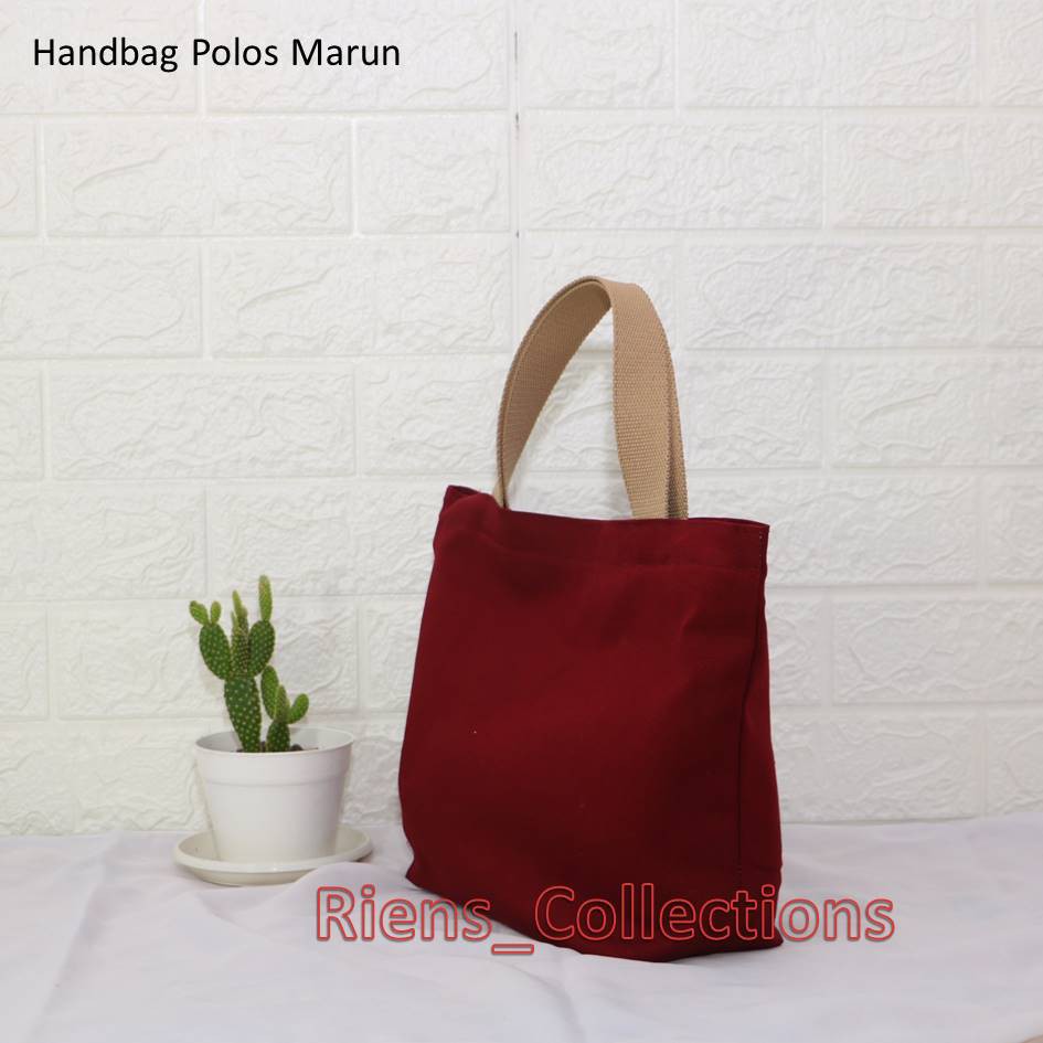 HANDBAG TAS JINJING KANVAS POLOS WARNA MERAH MARUN. TAS KANVAS. TAS JUMBO. Riens Collections