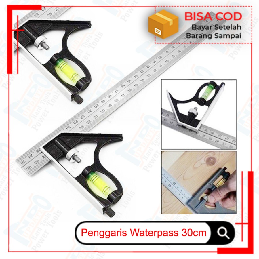 

Penggaris Siku Perkakas Tukang Multifungsi Pasekon Mistar Alat Ukur Waterpass