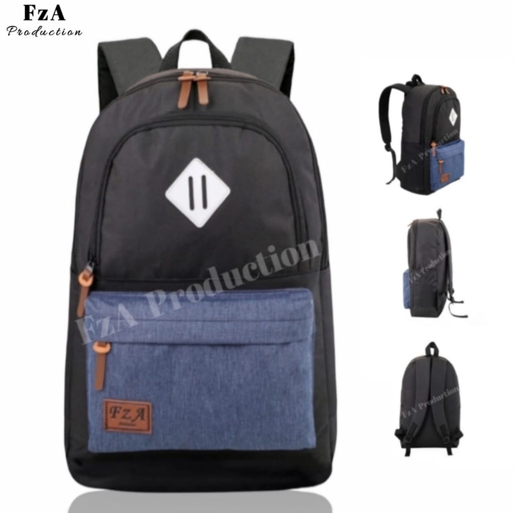 Tas Ransel Gendong Laptop Distro Sekolah Kuliah Pria Wanita Black Murah Original GRATIS Jam Tangan Dan Slempang