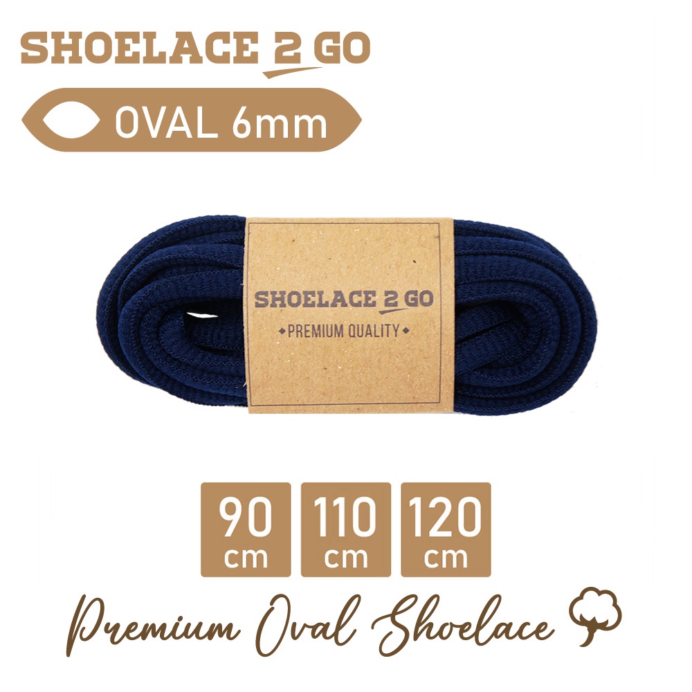 SHOELACE 2 GO PREMIUM TALI SEPATU LONJONG OVAL J2 - NAVY - 90CM 110CM 120CM