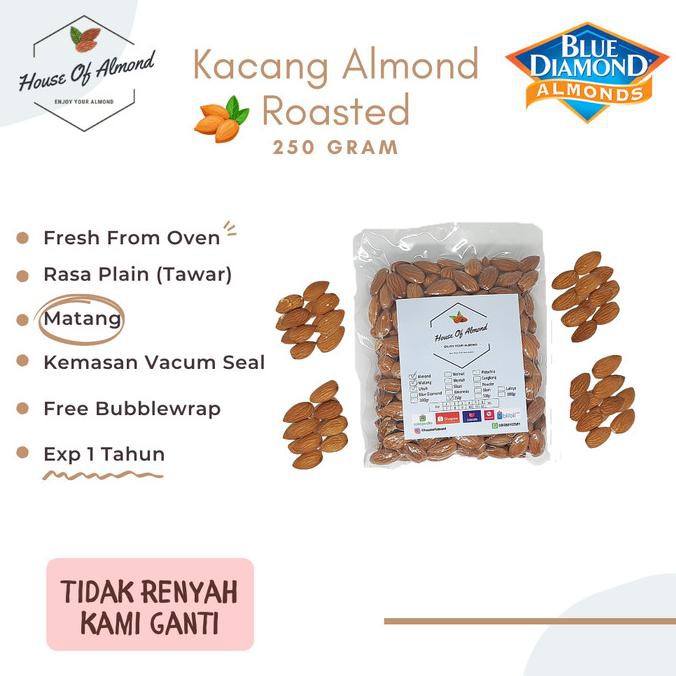 

Big Sale Roasted Almond Premium (Panggang) kacang almond Blue Diamond 250gram Promo Awal tahun