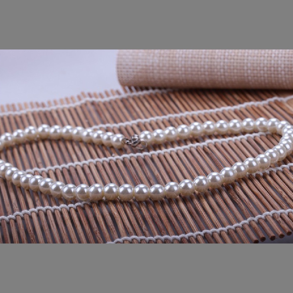 5026-4 White 8mm Faux Pearl Beads Necklace 5026-4