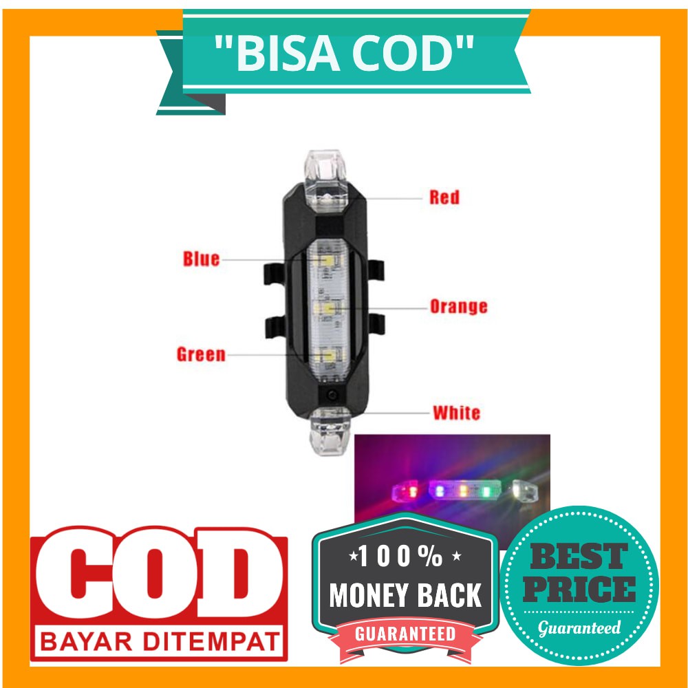 BISA COD ROBESBON Lampu Belakang Sepeda USB Rechargeable Rear Tail Bike Portable Light Lamp -