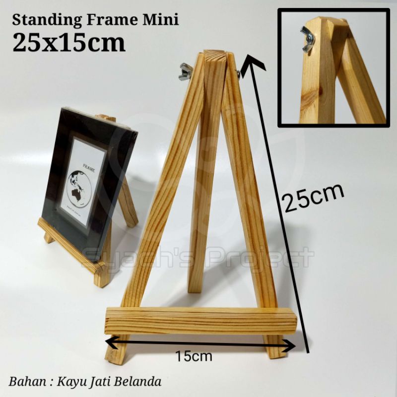 

Standing Frame mini kanvas utk 4R A5 Easel kayu jatibelanda bingkai murah tripod lukis
