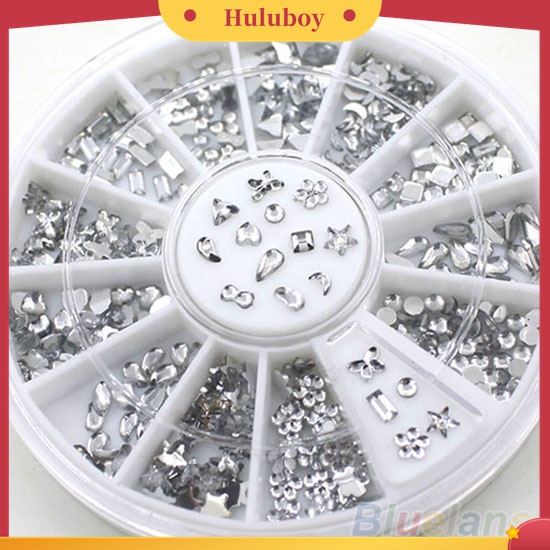 Huluboy Huluboy♡ Stiker Kuku Glitter Berlian Imitasi Bentuk Bintang Bunga Hati Untuk Manicure