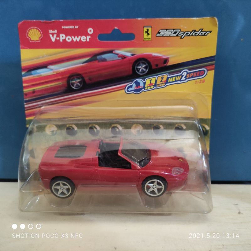 Hotwheels Ferrari 360 Spider Shell V Power 1:38 Mainan Mobilan