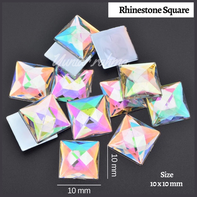 [50pcs] RHINESTONE SQUARE (kotak) ukuran 8mm ,10mm , hiasan craft &amp; hennaart