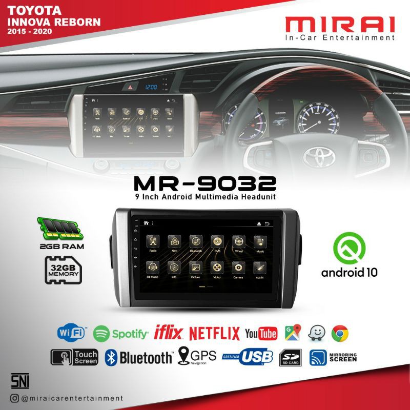 Head unit oem innova reborn - tv android toyota innova reborn - tv android mirai mr9032 9 inch