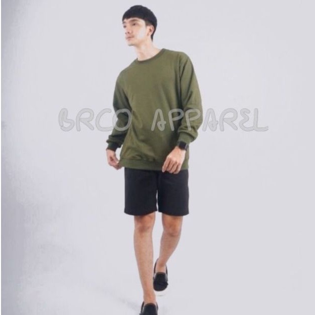 BRCO Sweater Crewneck Pria Wanita Army