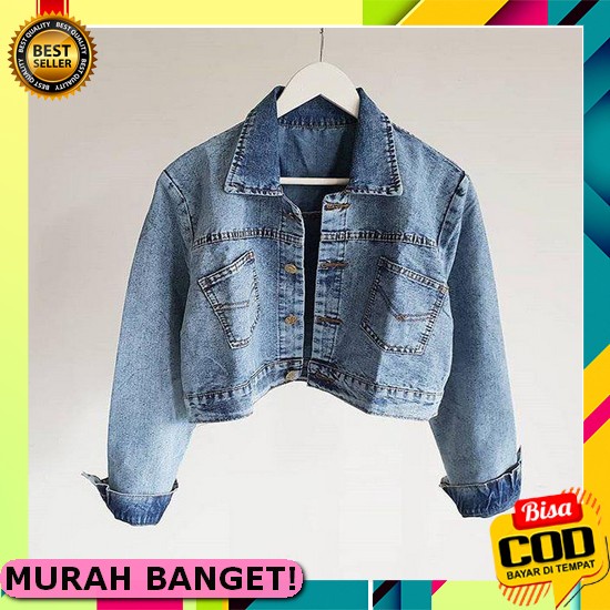 [Original] Jaket Jeans Crop Jumbo Wanita Denim Jacket Jins Lepis Jumbo Oversize Jaket Jeans Kode Fx 