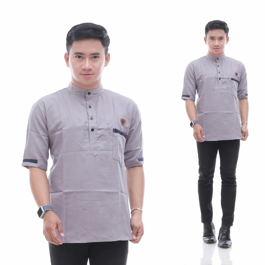 Baju Koko Muslim Kurta FF Pria Dewasa Lengan Pendek Model Terbaru 2022