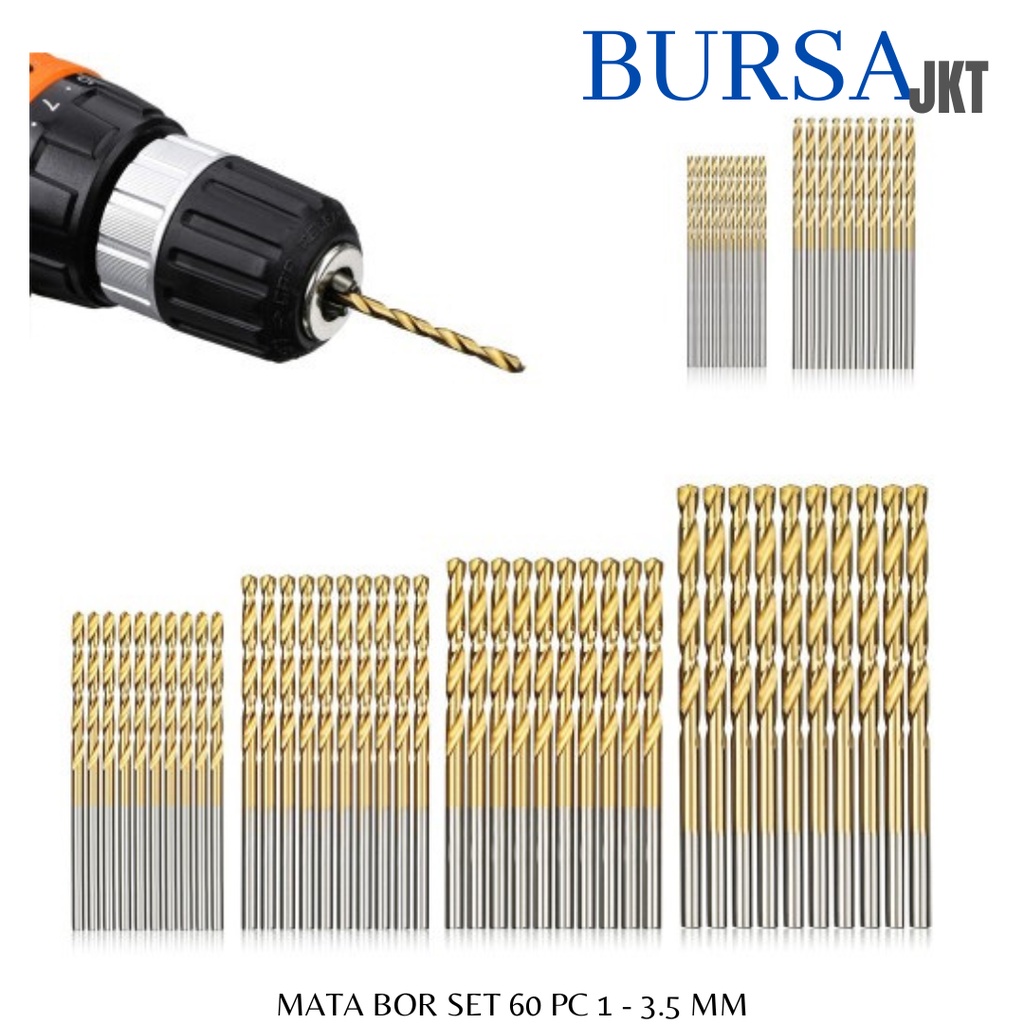 60 PC MATA BOR TITANIUM HSS 1 - 3.5 MM