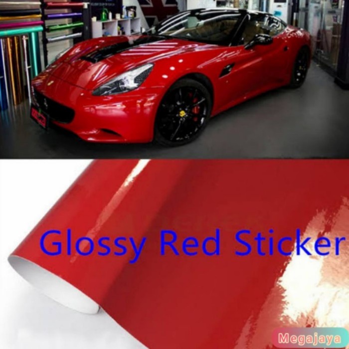 PS✨ Sticker Mobil Wrapping Lebar122cm - Merah Glossy