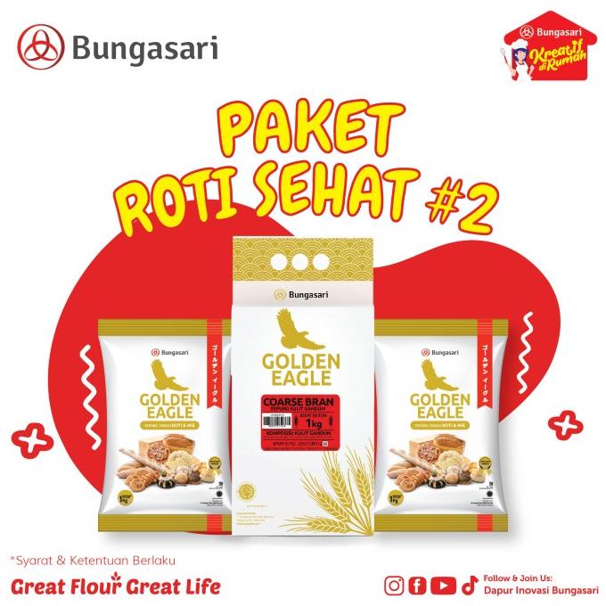 

TERMURAH Bungasari 2pcs Golden Eagle Tepung 1kg + Golden Eagle Coarse Bran 1kg
