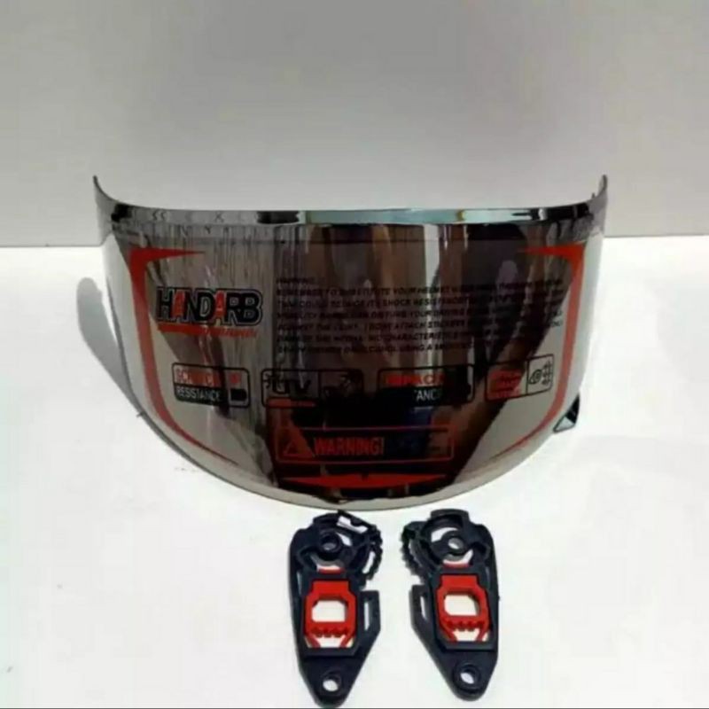 Paket flat visor iridium silver iridium blue NHK RX9 GM racepro 1paket + rachet + kaca helm NHK + GM