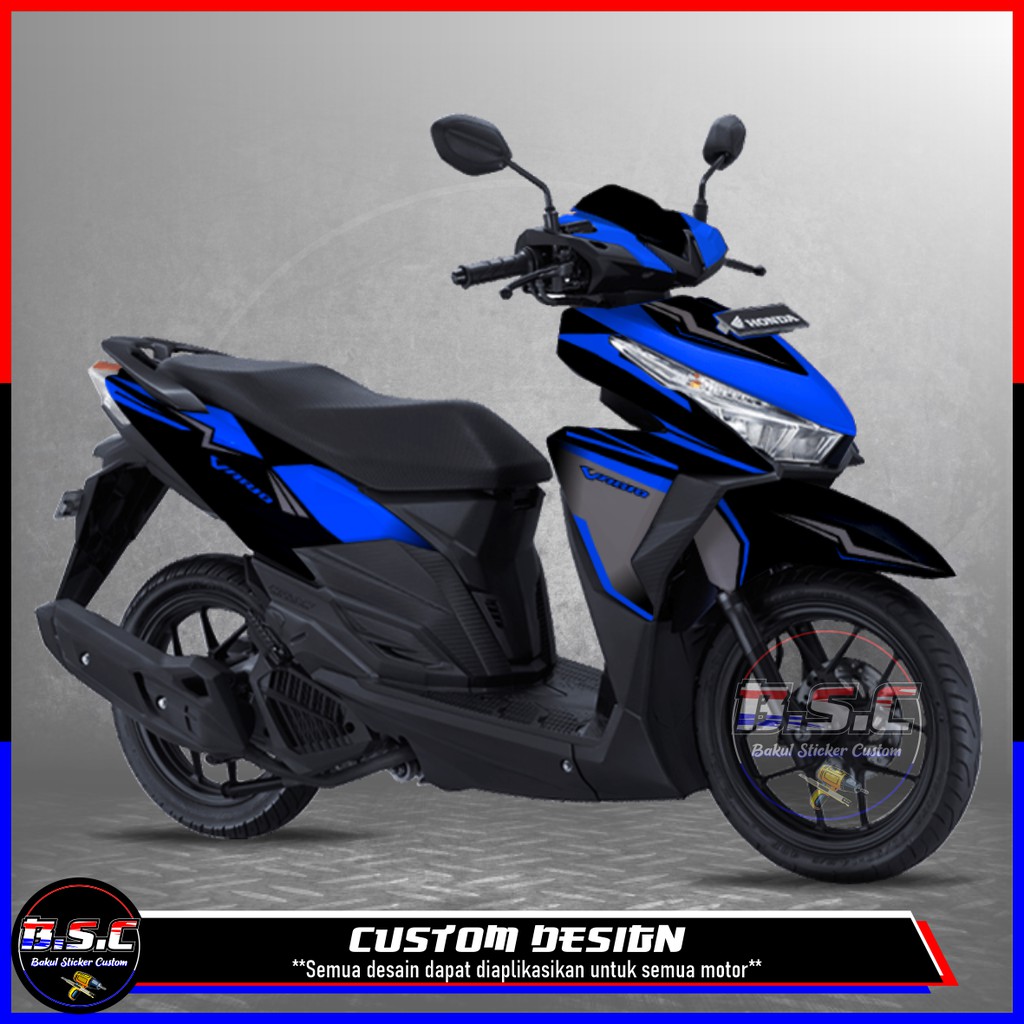 Sticker Motor Stiker Decal FULL BODY Vario 150 Vario 125 Motif Flash Abs Racing Blue
