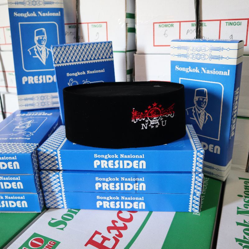 Promo !!! songkok peci hitam logo nu merah putih Presiden