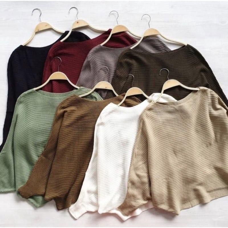 1KG MUAT 5PCS | BATWING KNITWEAR RAJUT PREMIUM HITS OOTD SELEBGRAM FASHION GROSIR WANITA TERMURAH TERBEST SELLER