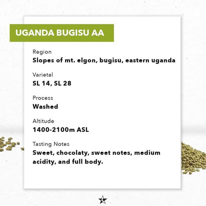

Promo Akhir Tahun Arabica Green Bean - Uganda Aa Bugisu 1Kg Kode 838