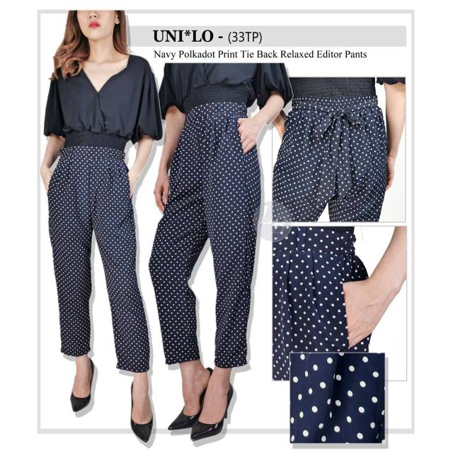 S Oliver navy dotted pants