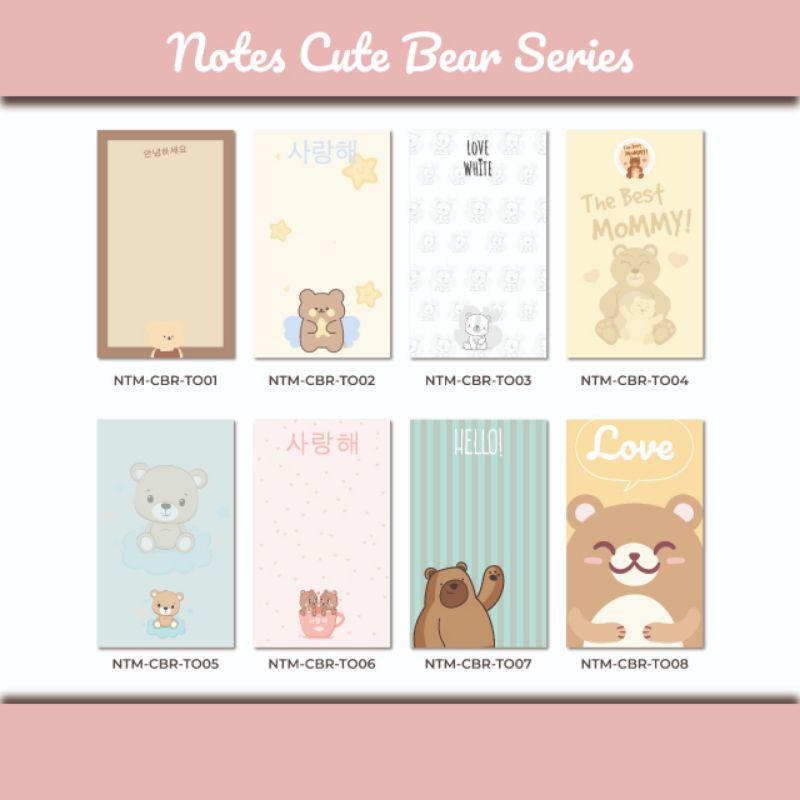 

Notes Lucu Karakter Beruang - Kertas Catatan - Memo Paper Motif