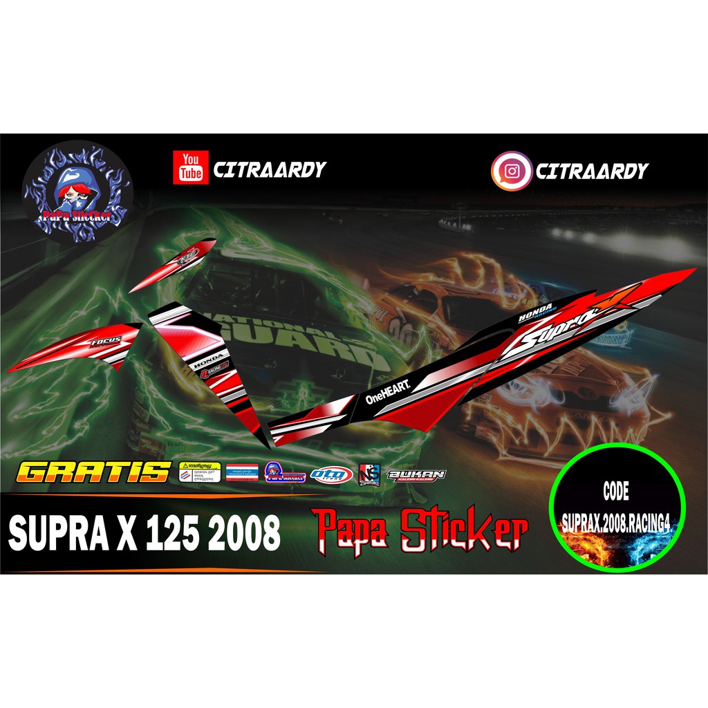 STRIPING VARIASI SUPRA X 125  - STIKER SUPRA X 125 STICKER SUPRA X 2008 RACING 04