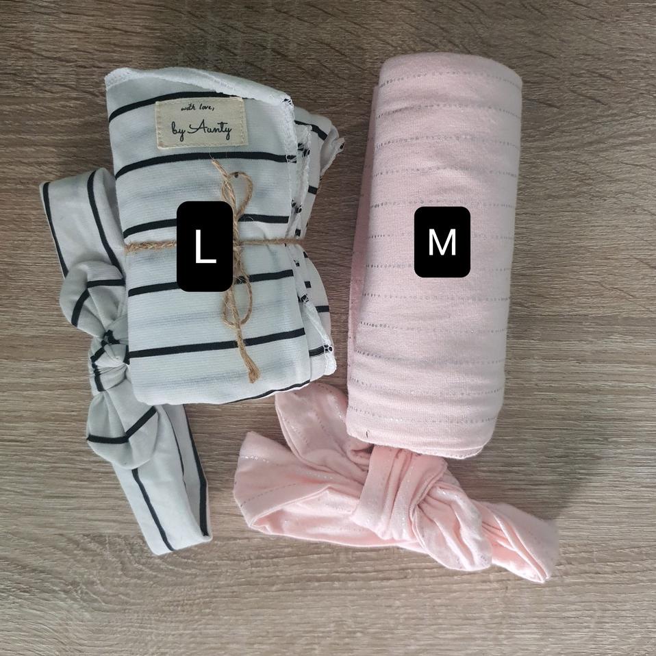 HOT Product SALE SISA MOTIF - Swaddle/Bedong + Bandana/Knot Hat KUBIK KAL (dijual per motif/satuan) 