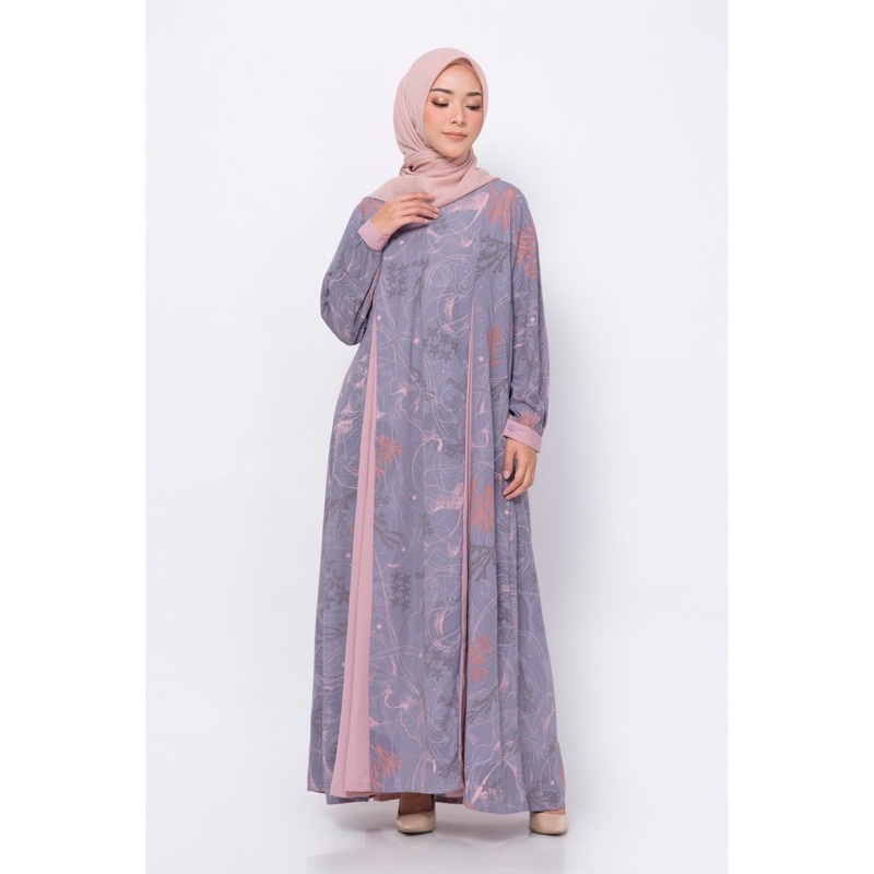 Gamis dress muslim motif ZM Zaskia Mecca ori kahila purple