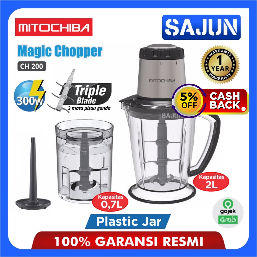 Mitochiba Food Chopper CH-200 Kapasitas 2 Liter - Blender Multifungsi