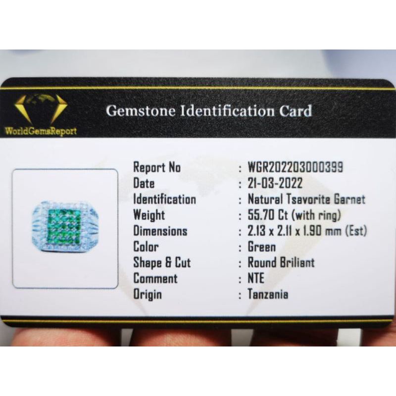 NATURAL GREEN TSAVORITE STAMPLE MEMO WGR GEMS LAB