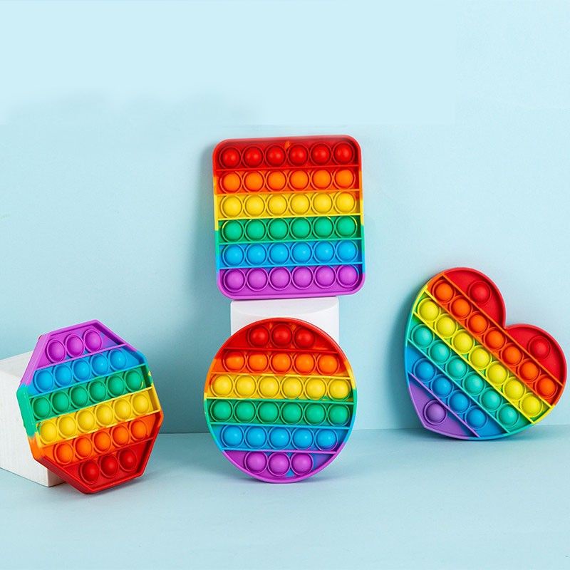 (COD) Mainan pop it murah popit Square rainbow multicolor Fidget Toy Push bubble Penghilang Stress