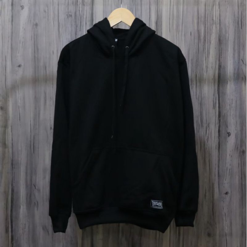 Sweater Hoodie Distro Polos Warna Hitam black Pekat Ukuran XL