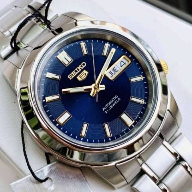 SEIKO 5 JAPAN AUTOMATIC 21JEWELS SILVER DIAL BLUE
