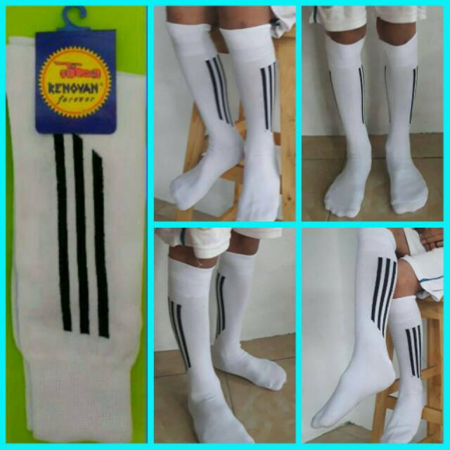 Kaos Kaki Futsal Anak Laki - Laki Putih Strip Hitam